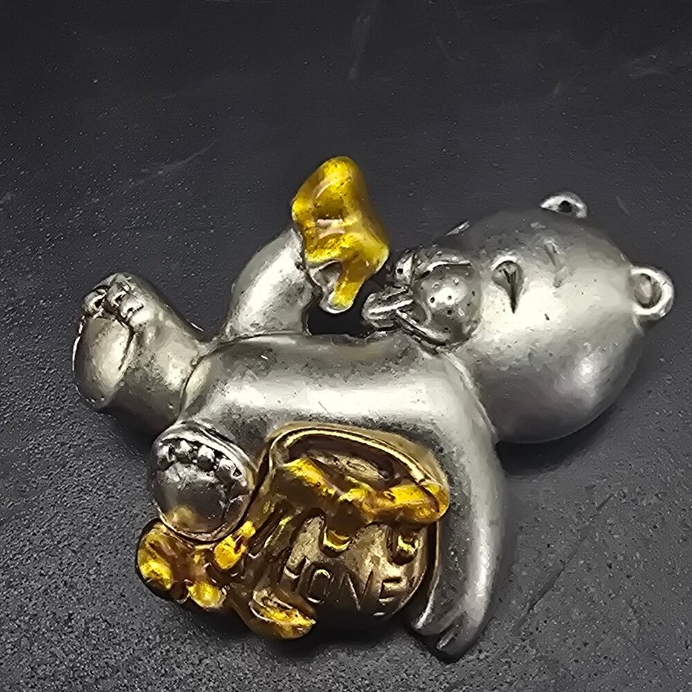 Danecraft Silver Tone Honey Bear Brooch Honey Lover Bee Keeper Jewelry